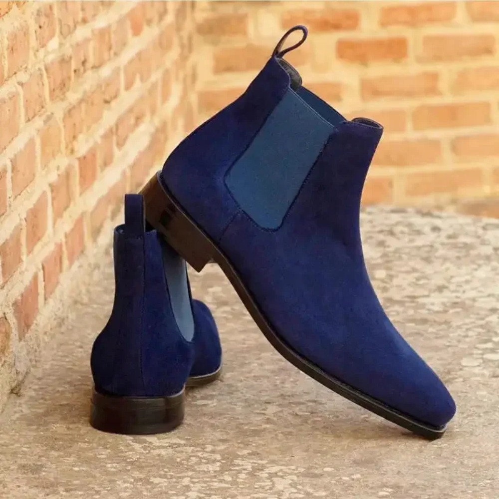 Suede Ankle Boot - Chelsea Boots Men Blue Faux Suede