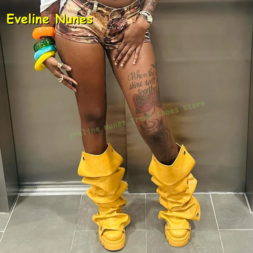 Women'S Shoes Yellow - Spicy Girl Knee High Boots Street