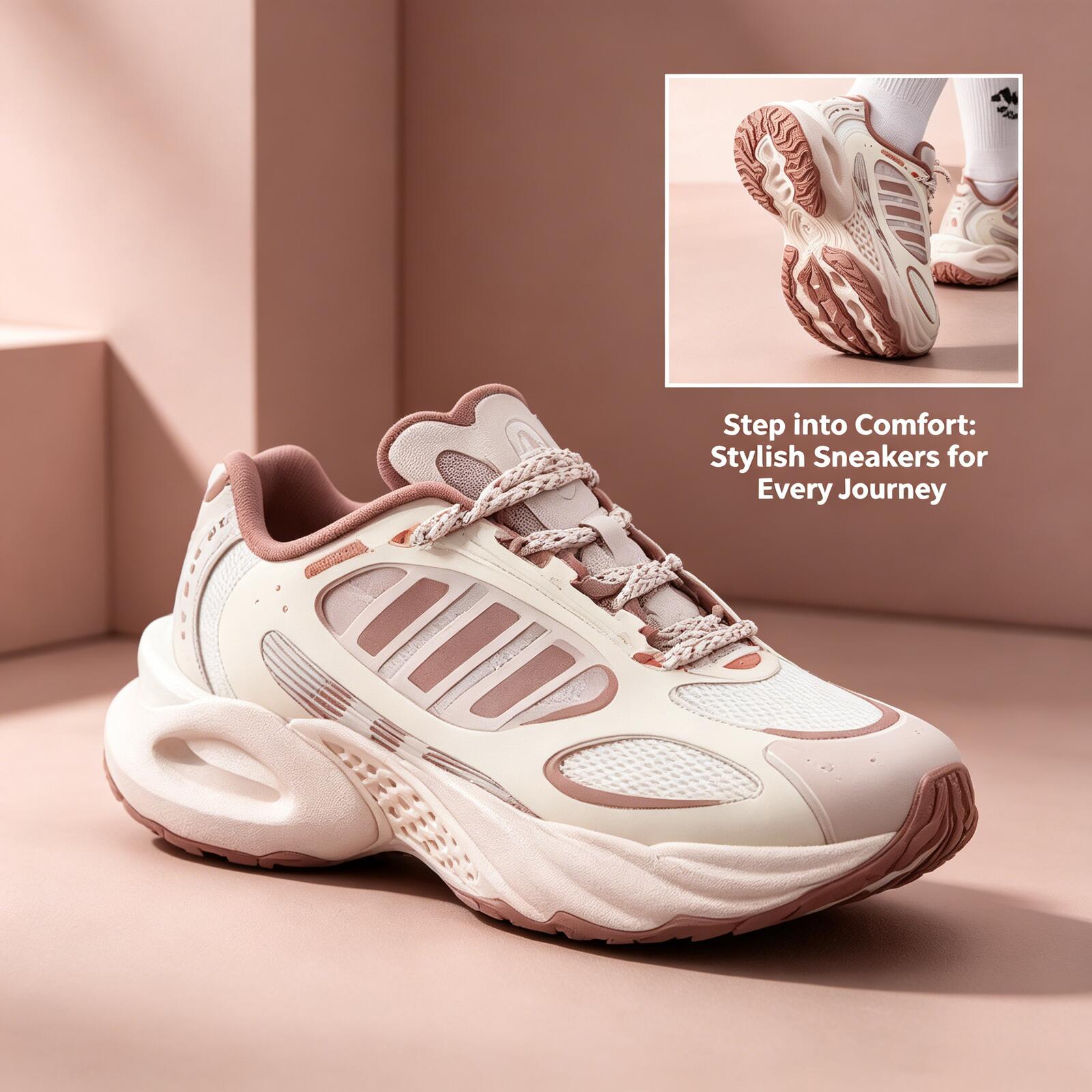 Women'S Shoes Pink Adidas - Adidas Women Beige Pink Hollow Chunky