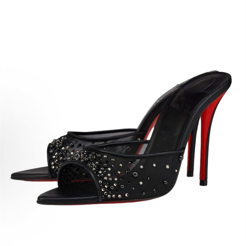 2026 Luxury Mesh Backless Mule - Rhinestone Sandal Women 리뷰 및 가격