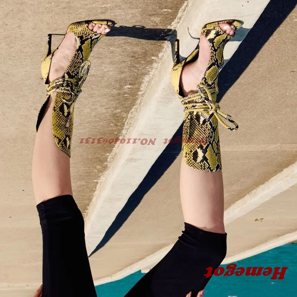 Yellow Snake Print Gladiator S - Women'S Shoes Yellow 리뷰 및 가격