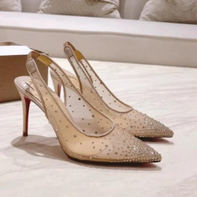 Mesh Rhinestone Rear Empty Sti - Rhinestone Sandal Women 리뷰 및 가격