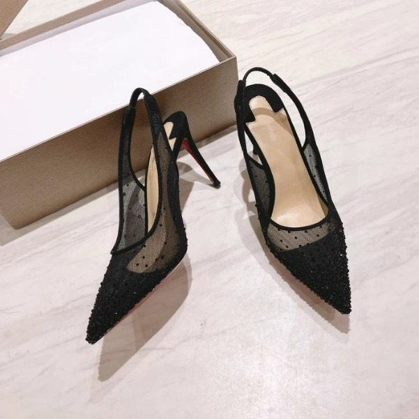 Mesh Rhinestone Rear Empty Sti - Rhinestone Sandal Women 리뷰 및 가격