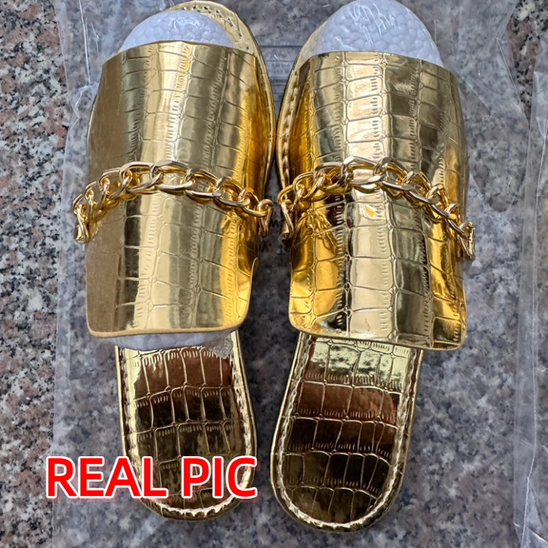 Women's Glitter Gold Slippers  - Gold Chain Sandal 리뷰 및 가격
