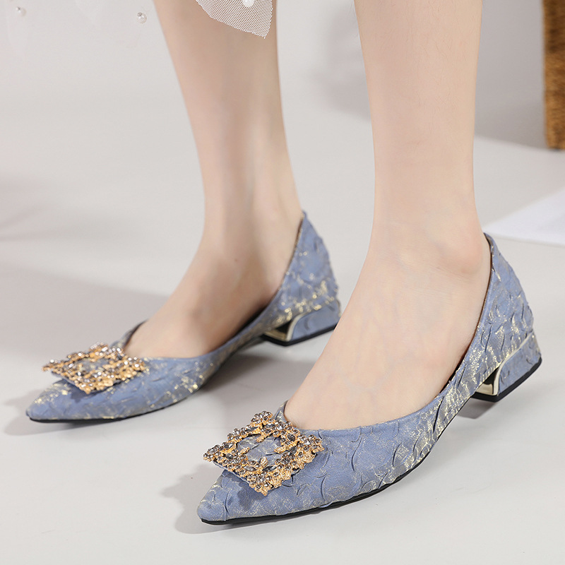 Fashion Blue Satin Rhinestone  - Rhinestone Sandal Women 리뷰 및 가격