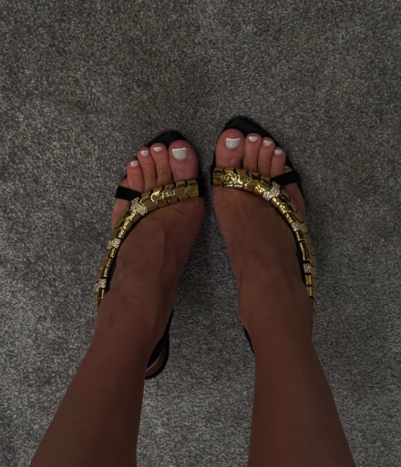 Gold metal chain sexy leather  - Gold Chain Sandal 리뷰 및 가격