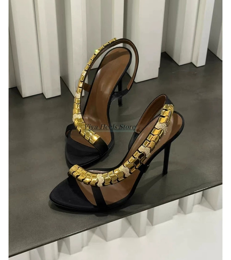 Gold metal chain sexy leather  - Gold Chain Sandal 리뷰 및 가격