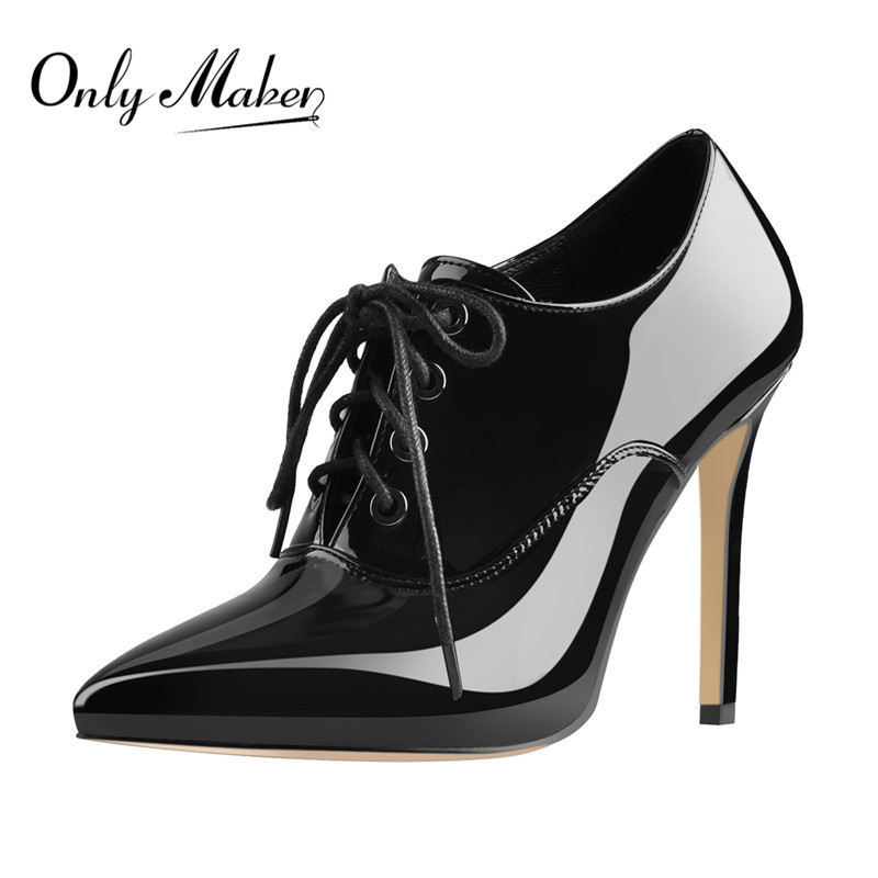 Onlymaker Women Lace Up Vintag - Court Heel Pointed 리뷰 및 가격