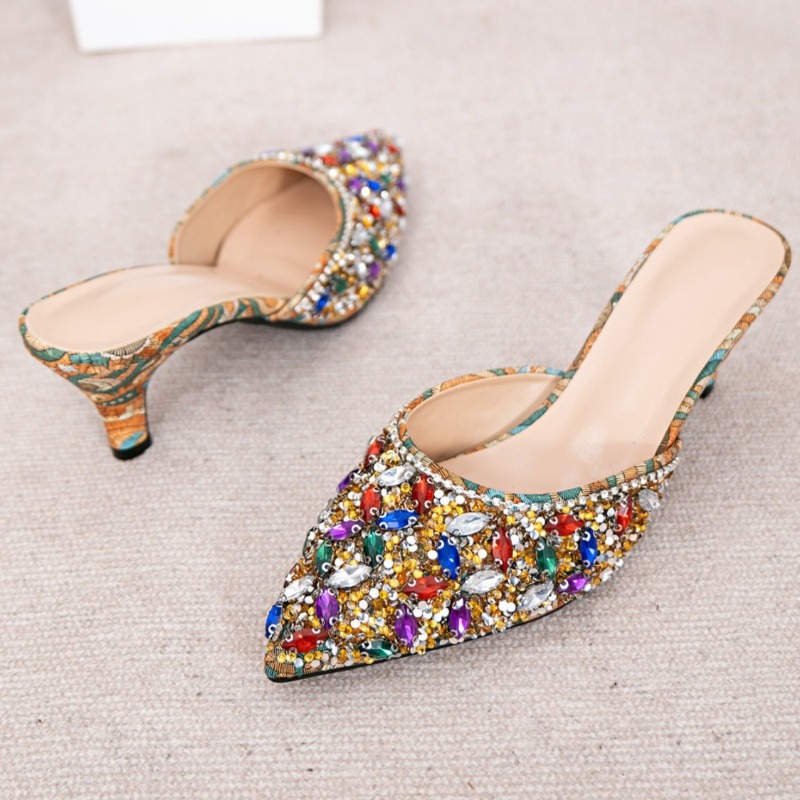 Luxury Rhinestone Kitten Heel  - Rhinestone Sandal Women 리뷰 및 가격