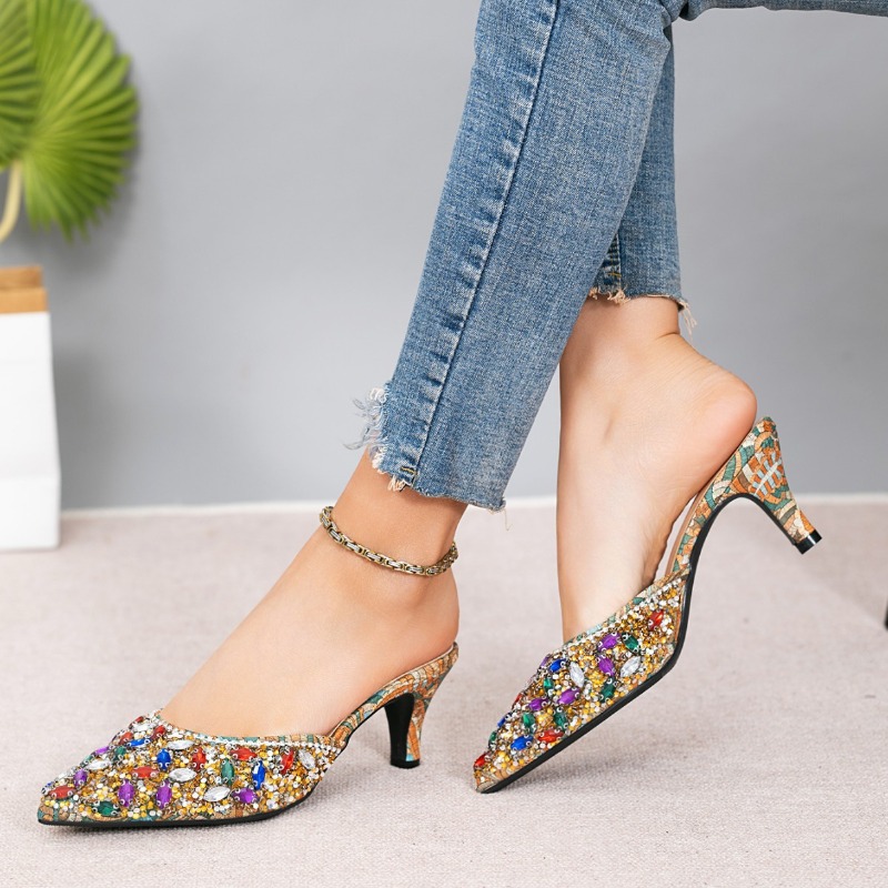 Luxury Rhinestone Kitten Heel  - Rhinestone Sandal Women 리뷰 및 가격