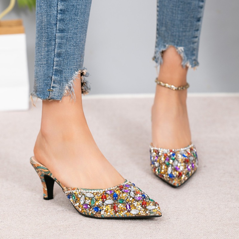 Luxury Rhinestone Kitten Heel  - Rhinestone Sandal Women 리뷰 및 가격