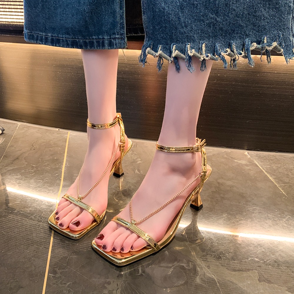 Gold Chain Sexy High-heeled Sa - Gold Chain Sandal 리뷰 및 가격