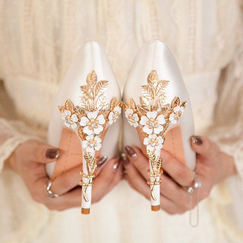 Luxury Metal Flowers Heel Crys - Women Shoes Ysl 리뷰 및 가격