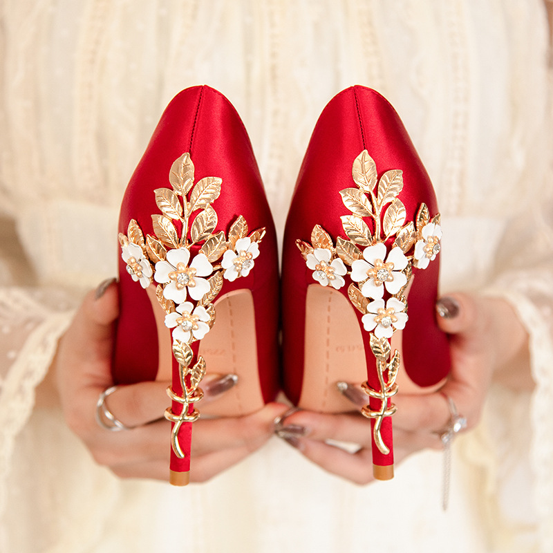 Luxury Metal Flowers Heel Crys - Women Shoes Ysl 리뷰 및 가격