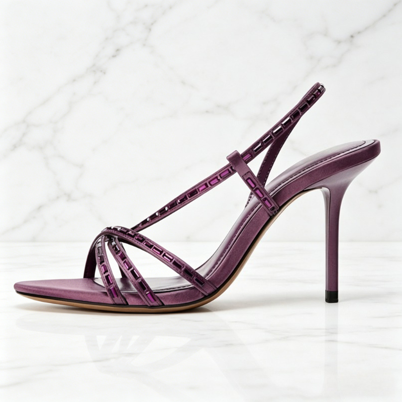 Purple Rhinestone Detail Heele - Rhinestone Sandal Women 리뷰 및 가격