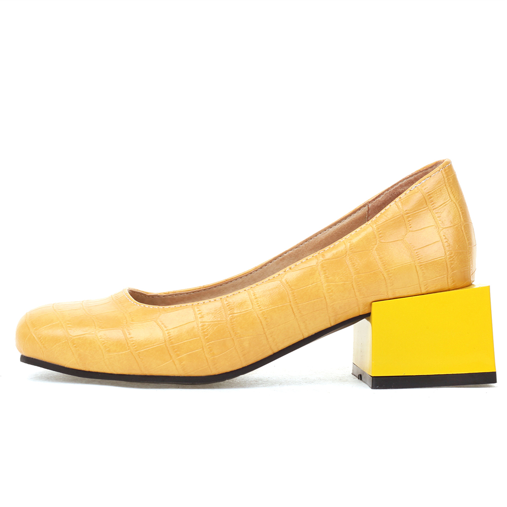 Square Low Heels Shoes Elegant - Women'S Shoes Yellow 리뷰 및 가격