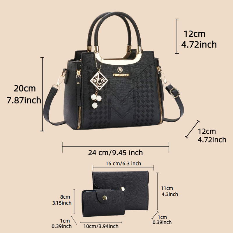 3-piece handbag set made of ly - Women Shoes Zipper 리뷰 및 가격