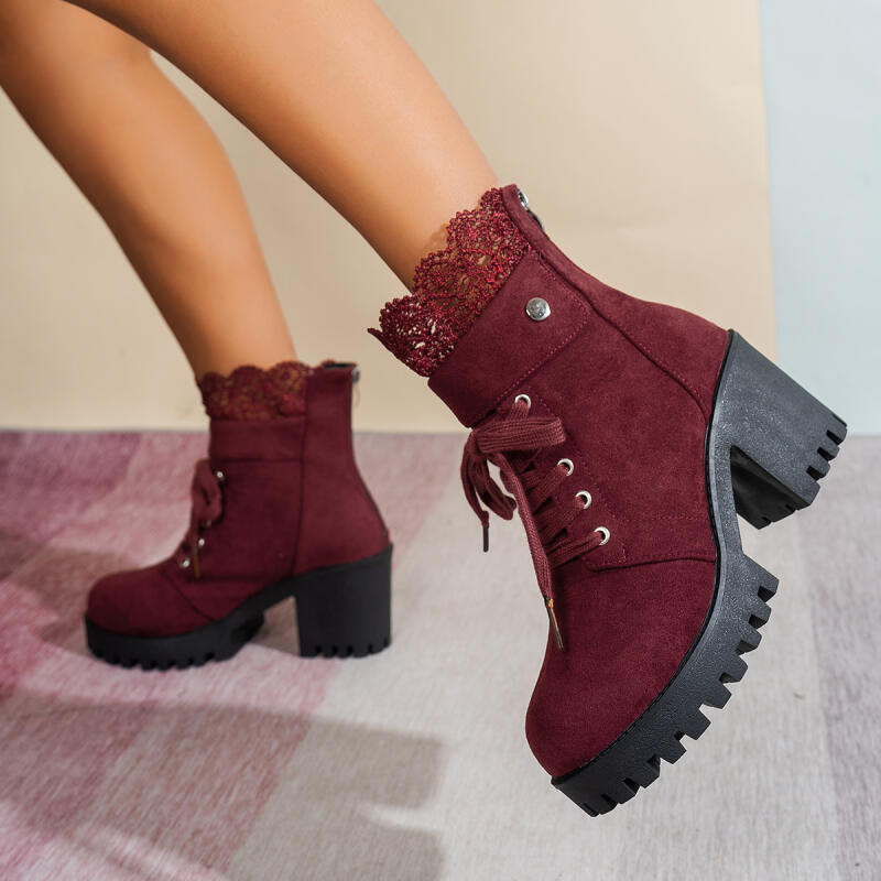 Sexy Lace Patchwork Thick Bott - Women'S Shoes Red Bottoms 리뷰 및 가격