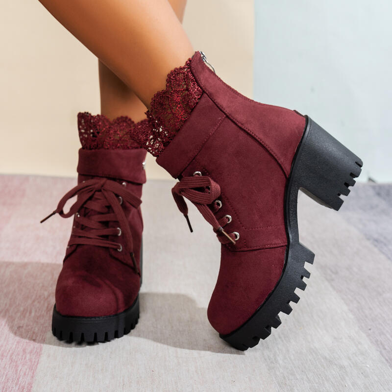 Sexy Lace Patchwork Thick Bott - Women'S Shoes Red Bottoms 리뷰 및 가격