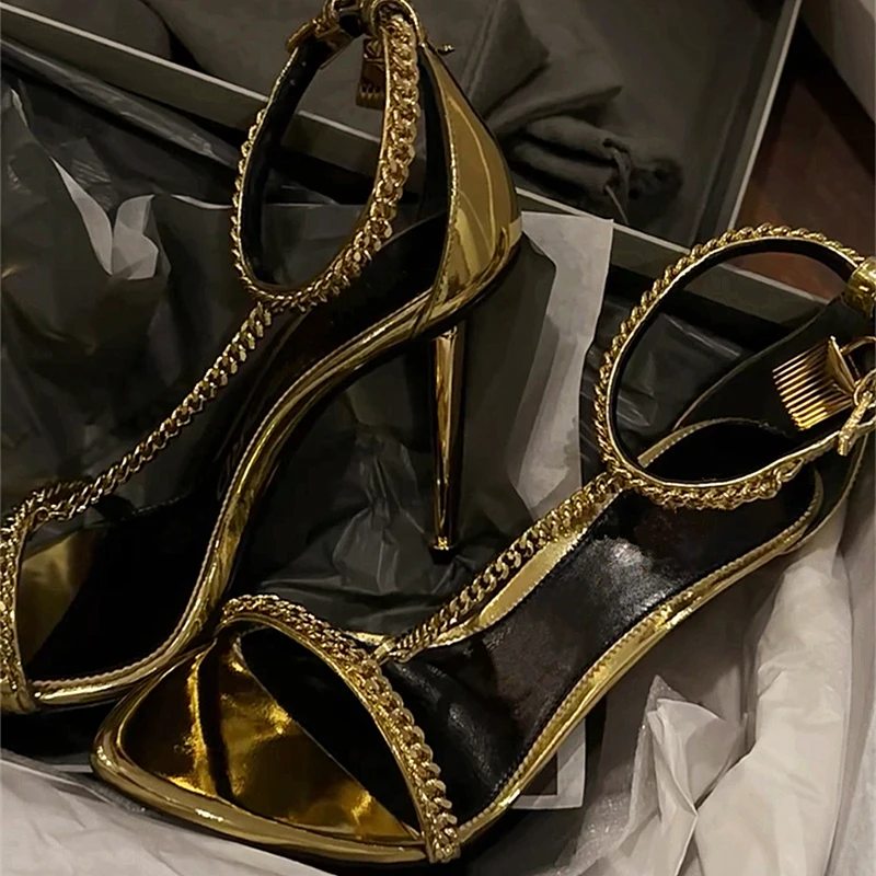 Gold Chain T-Tied Open Toe Wom - Gold Chain Sandal 리뷰 및 가격