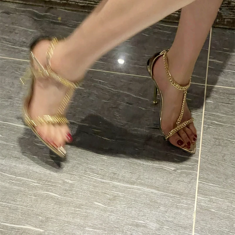 Gold Chain T-Tied Open Toe Wom - Gold Chain Sandal 리뷰 및 가격