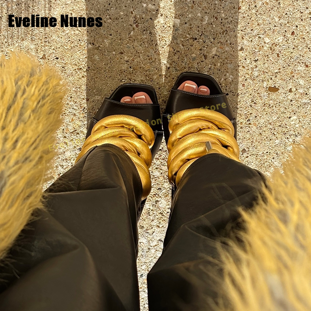 Women's Black Gold Chain Decor - Gold Chain Sandal 리뷰 및 가격