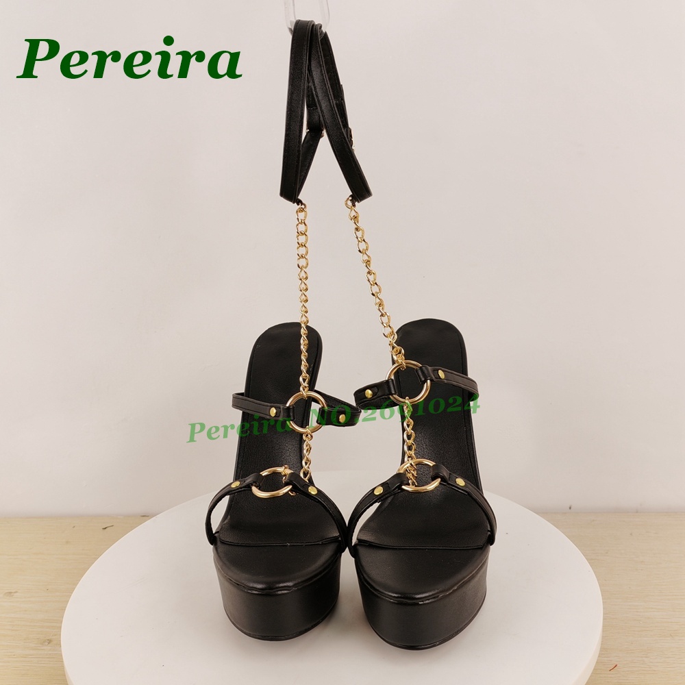 Women's Black Platform Stilett - Gold Chain Sandal 리뷰 및 가격