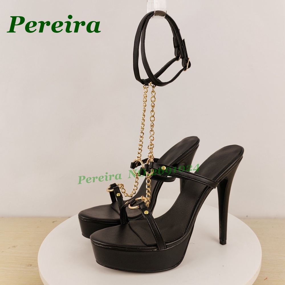 Women's Black Platform Stilett - Gold Chain Sandal 리뷰 및 가격