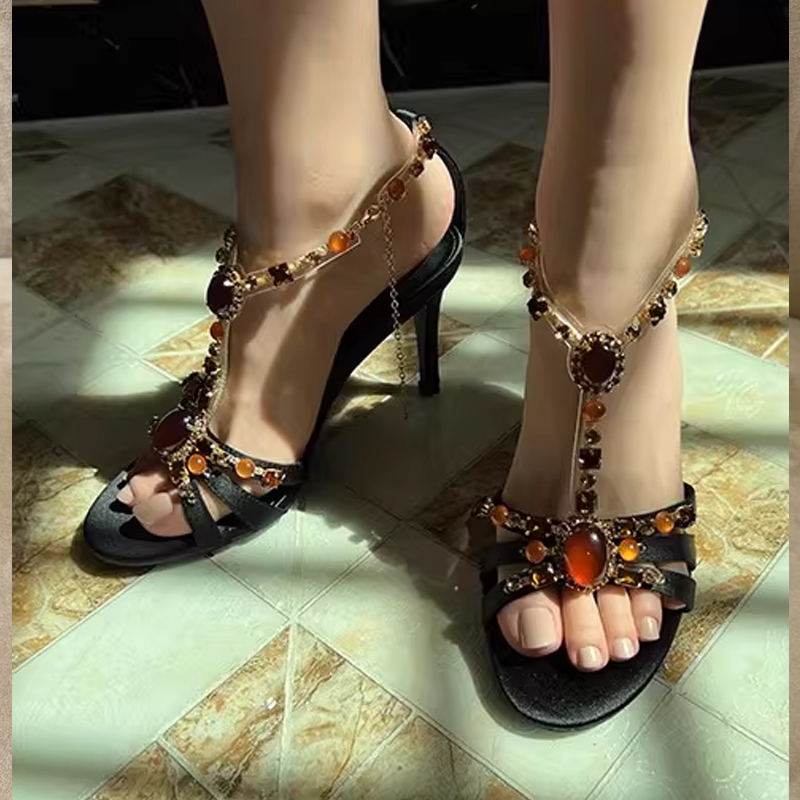 Rhinestone Open Toe Cross Stra - Rhinestone Sandal Women 리뷰 및 가격