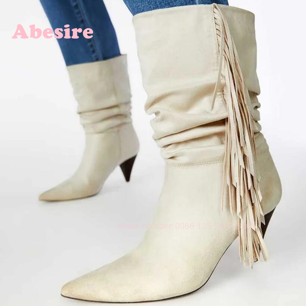 White Cone Heel Fringe Shoes V - Women'S Shoes Vegan 리뷰 및 가격