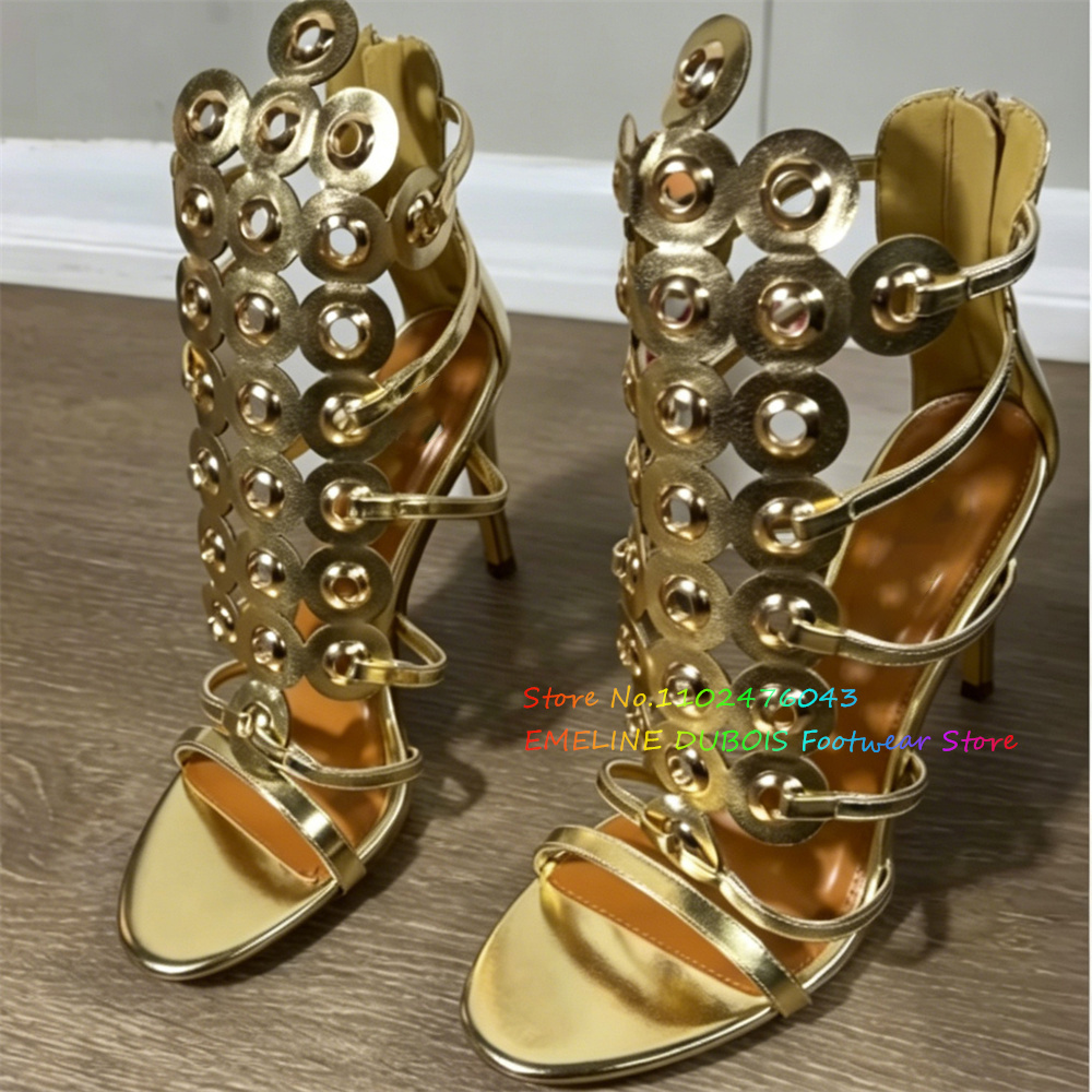 Gold Metal Circle Decor High H - Women Shoes Zipper 리뷰 및 가격