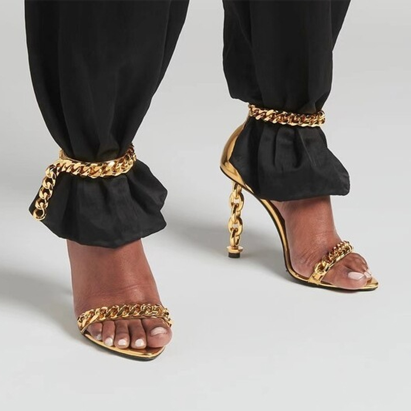 Sexy Gold Chain Heel Pointed T - Gold Chain Sandal 리뷰 및 가격