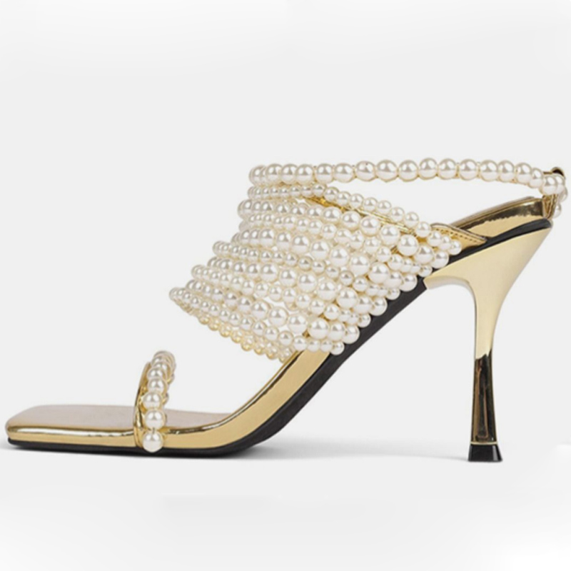 Glossy Pearl Chains Straps Sli - Gold Chain Sandal 리뷰 및 가격
