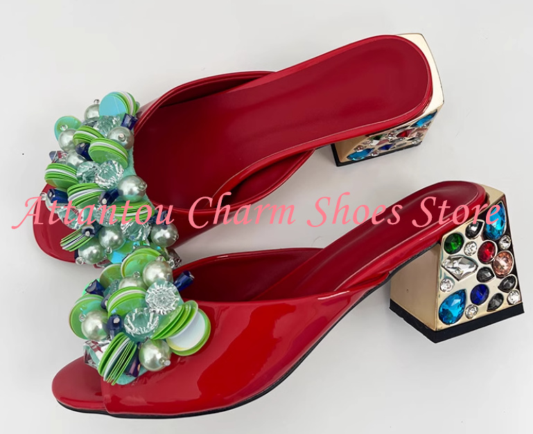 New Crystal Chunky Heel Woman  - Rhinestone Sandal Women 리뷰 및 가격