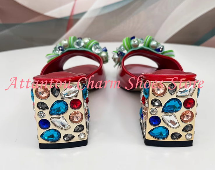 New Crystal Chunky Heel Woman  - Rhinestone Sandal Women 리뷰 및 가격