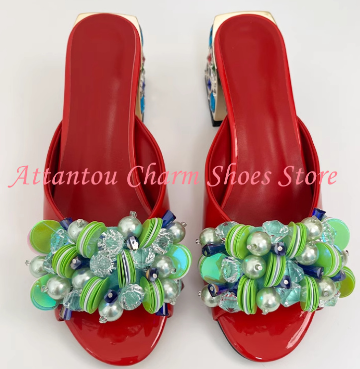 New Crystal Chunky Heel Woman  - Rhinestone Sandal Women 리뷰 및 가격