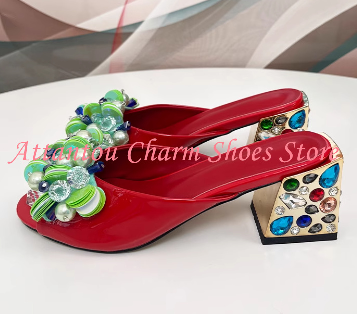 New Crystal Chunky Heel Woman  - Rhinestone Sandal Women 리뷰 및 가격