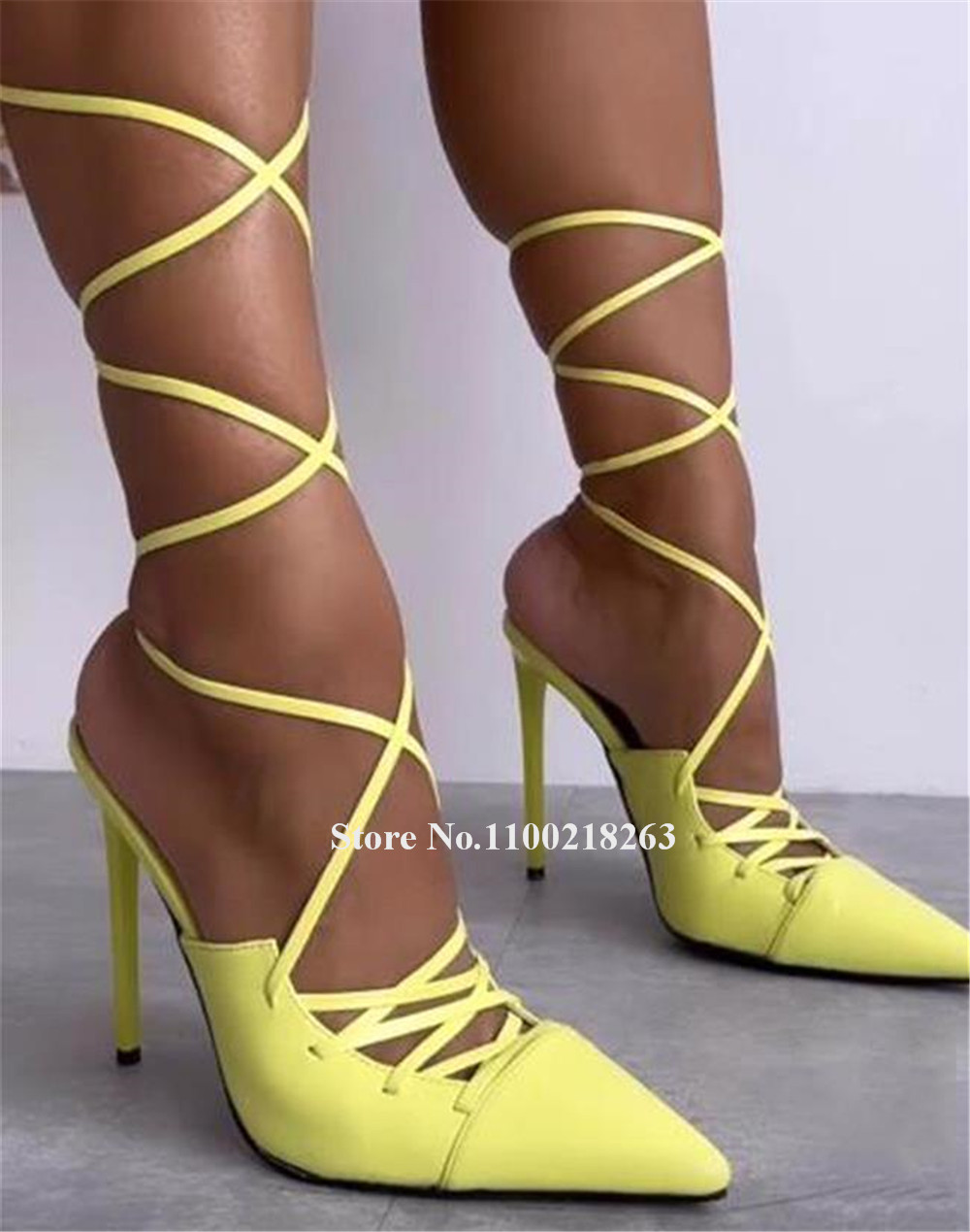 Lace-up Thin Heel Sandals Newe - Women'S Shoes Yellow 리뷰 및 가격